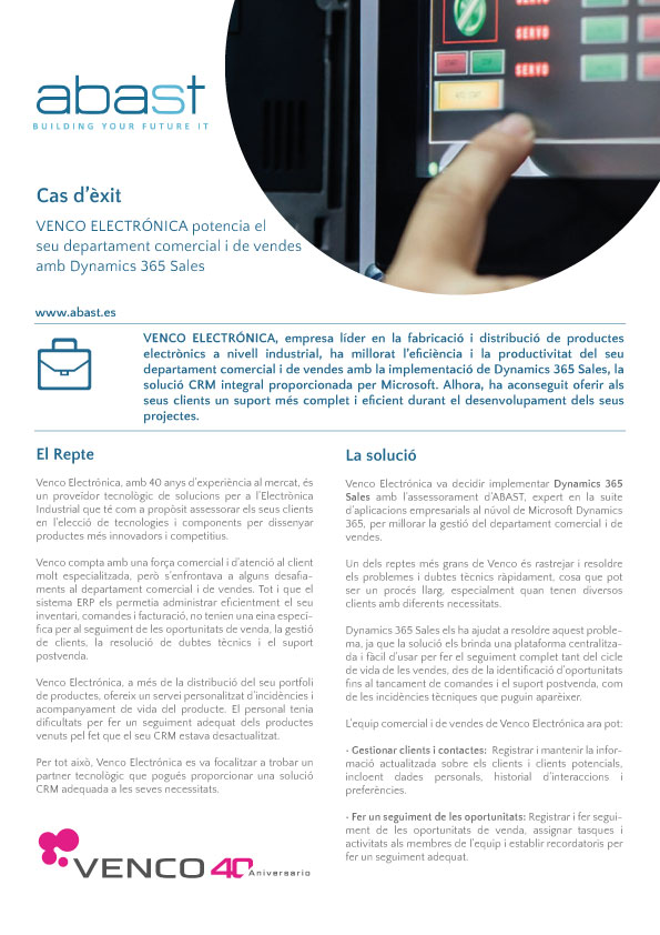 Imatge Folletó Cas d'èxit Venco Electrónica